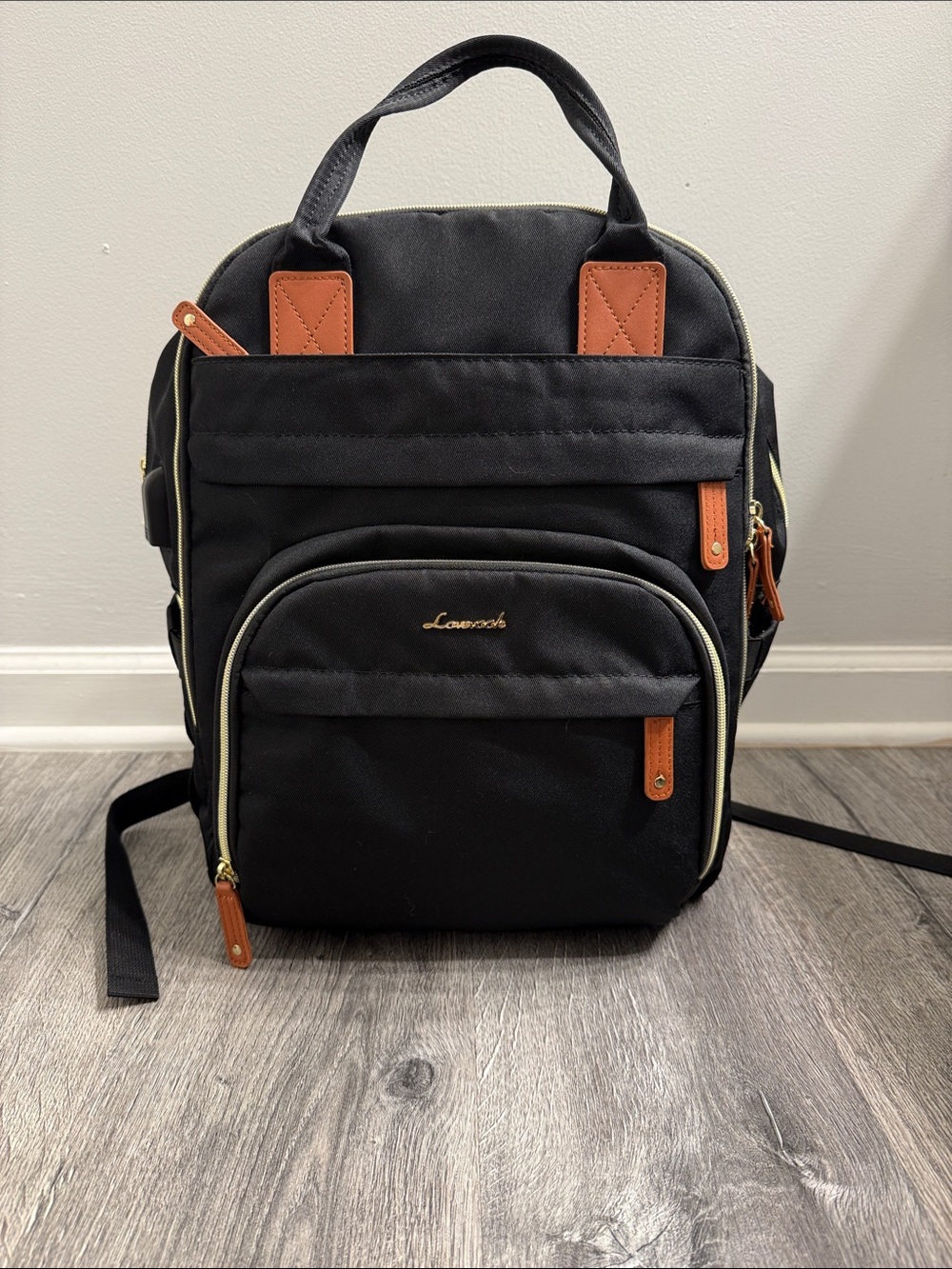 Black with gold accent Backpack - Compact Everyday Bag